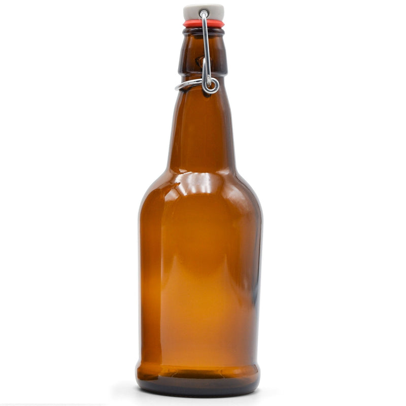 16 oz Amber Glass Beer Bottles for Home Brewing 12 Pack with Flip Caps