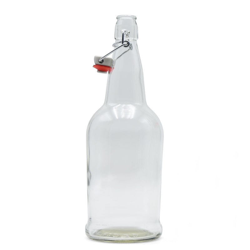 Clear Glass EZ Cap Bottle with an attached swing top