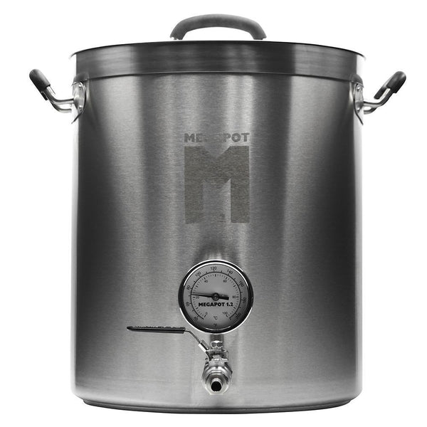10 Gallon stainless steel megapot Brew Kettle 1.2™ with a built-in valve and thermometer