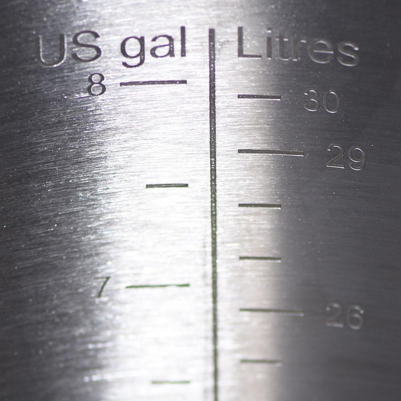 Sovereign™ Stainless Steel Fermentor Interior Markings and Measurements