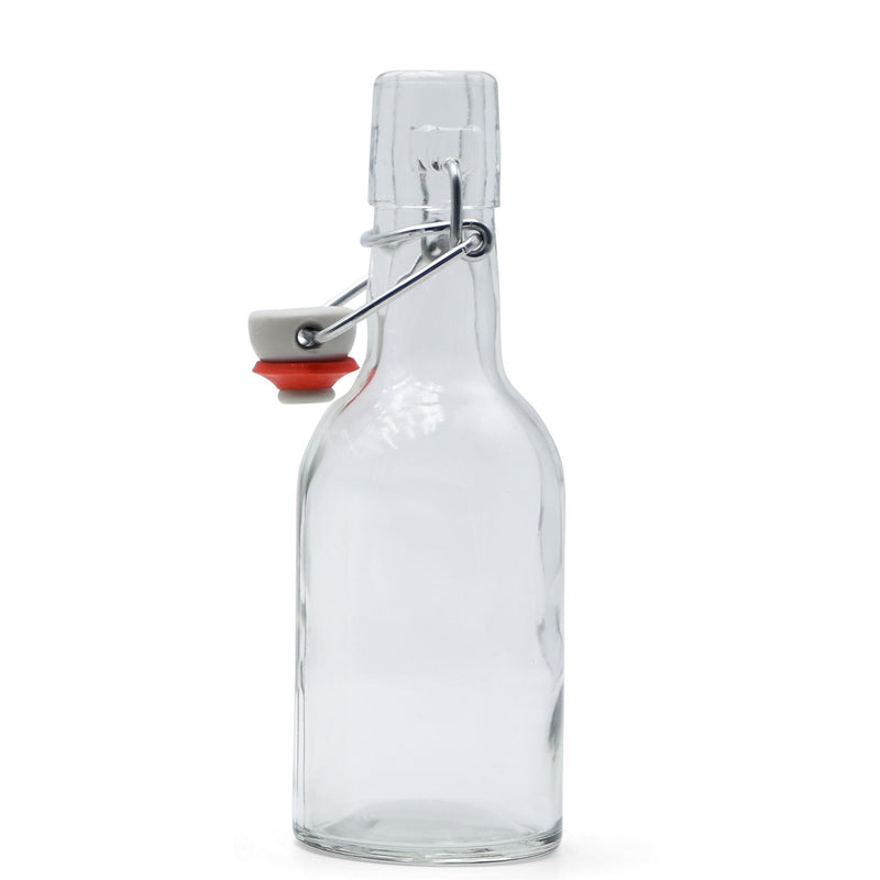 Clear Glass EZ Cap Bottle with an attached swing top
