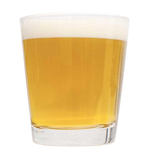 A short glass of Cream Ale homebrew