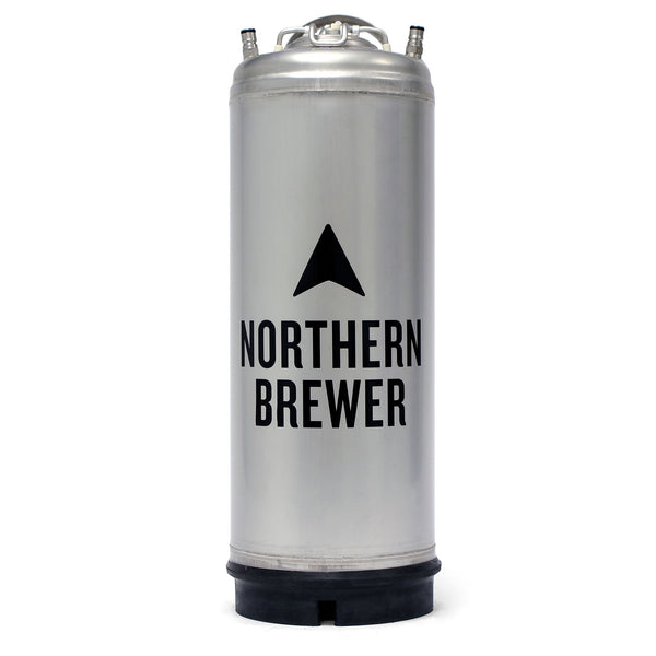 Ball lock keg with the Northern Brewer Logo on its face