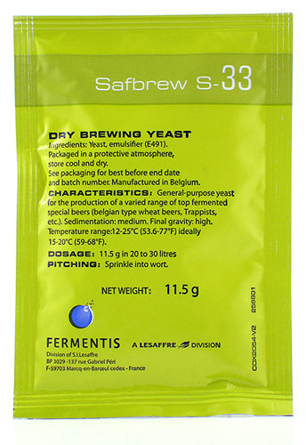 Fermentis Safbrew S-33 Dry Ale Yeast
