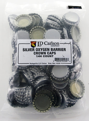 Silver Oxygen Barrier Bottle Caps - 144 ct