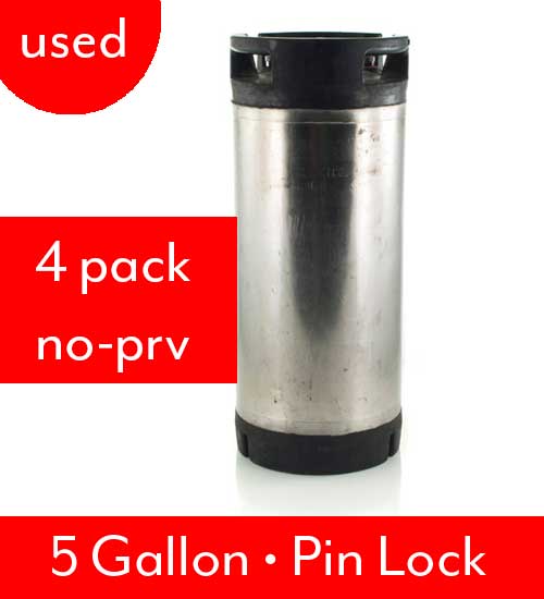 5 Gallon Pin Lock Kegs - Bulk Pack of 4 No PRV