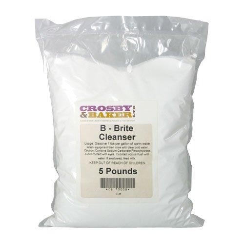 5 lbs transluscent bag of B-Brite Brewing Cleaner & Bottle Label Remover.