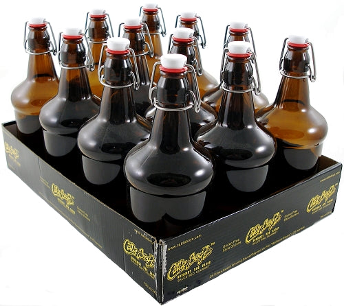 750 mL Amber Fliptop Beer Bottles (Case of 12)