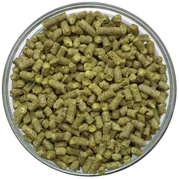 Chinook Hop Pellets in a bowl