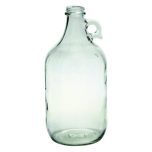Half gallon clear glass growler