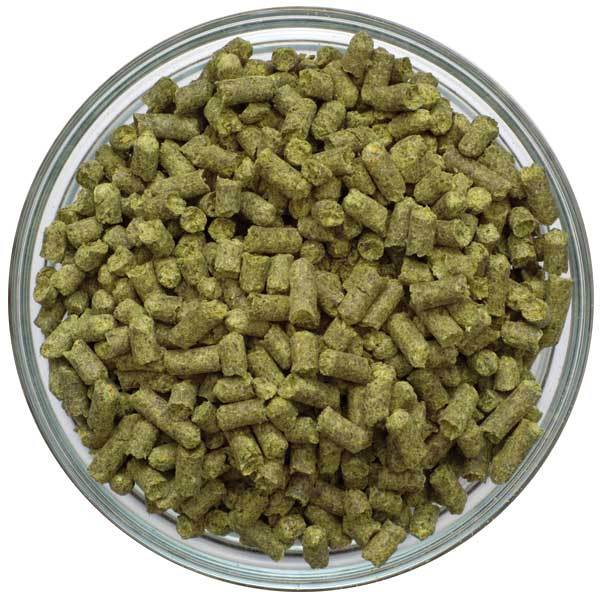 Display bowl filled with Glacier Hop Pellets