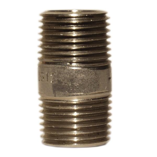 Stainless 1/2 inch, 1.5 inch long Nipple 