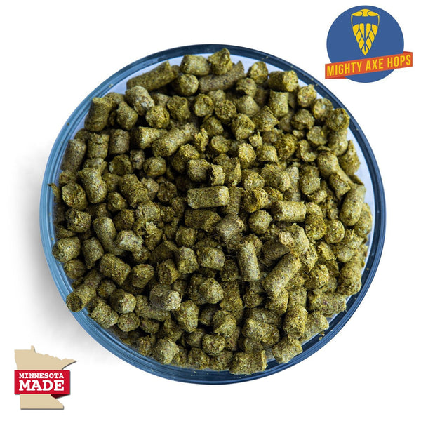 Minnesota Comet Hops Pellets Grown by Mighty Axe Hops™