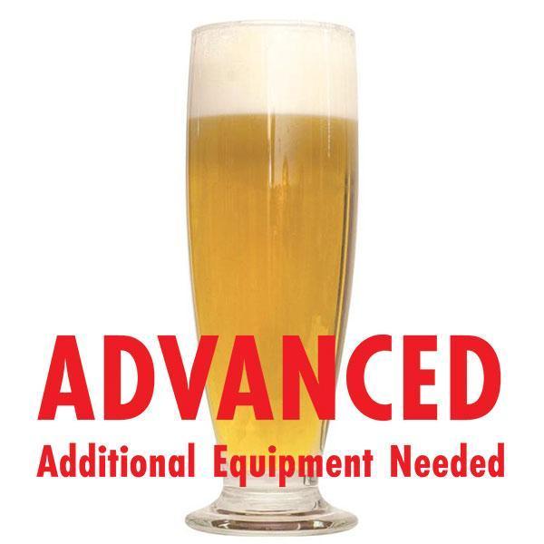 Brut DryPA homebrew in a tall glass with an All-Grain warning: "Advanced, additional equipment needed"