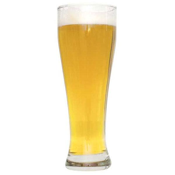 Tall glass filled with Czech Pilsner homebrew